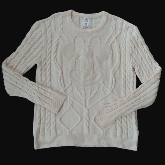 Disney parks Minnie mouse Cable Knit Cream Sweater Size XL - Picture 1 of 9